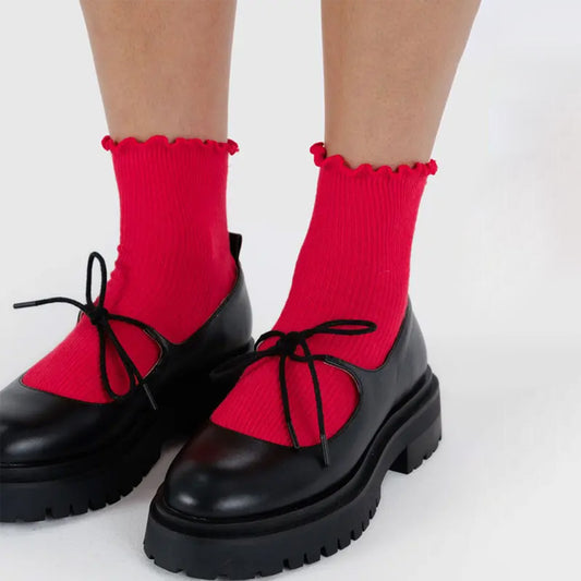 Lettuce Edge Socks - Set of 2 Lavender + Red