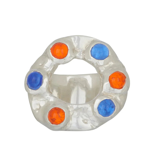 Halo Ring - Sterling Silver Blue and Hyacinth