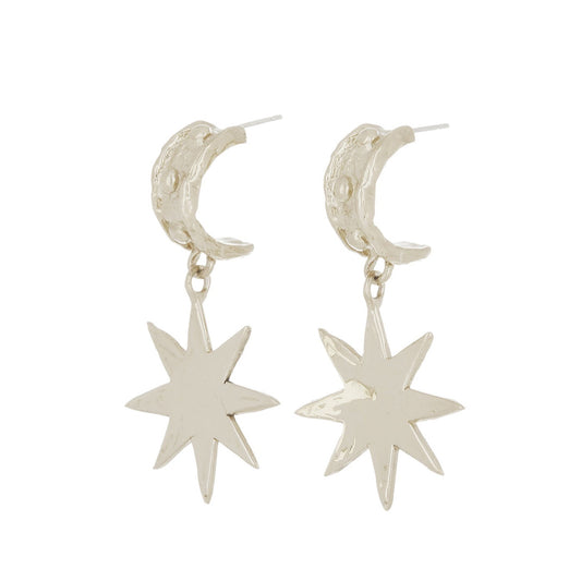 Big Star Earrings - White Bronze