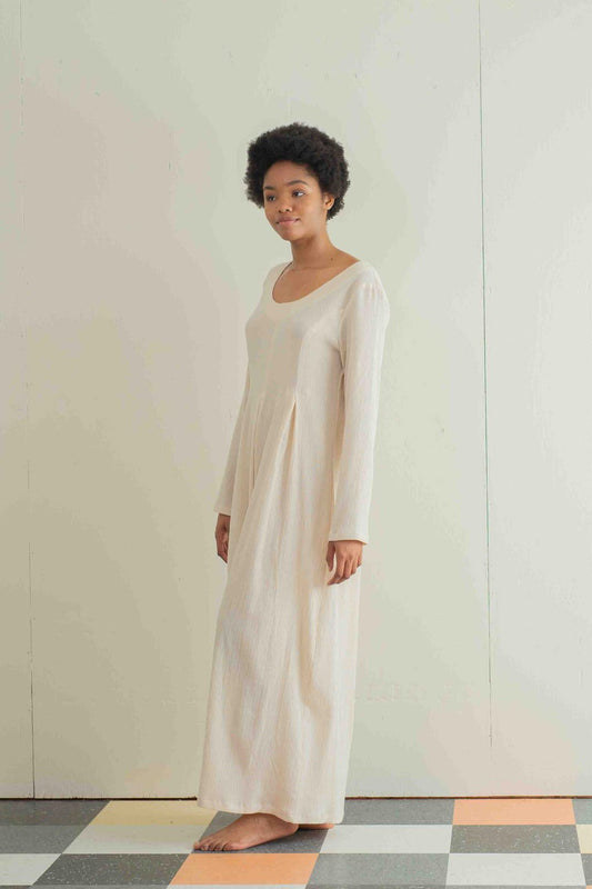 Crinkle Cotton Jumper - Beige