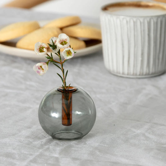 Mini Bubble Vase - Smoke / Amber