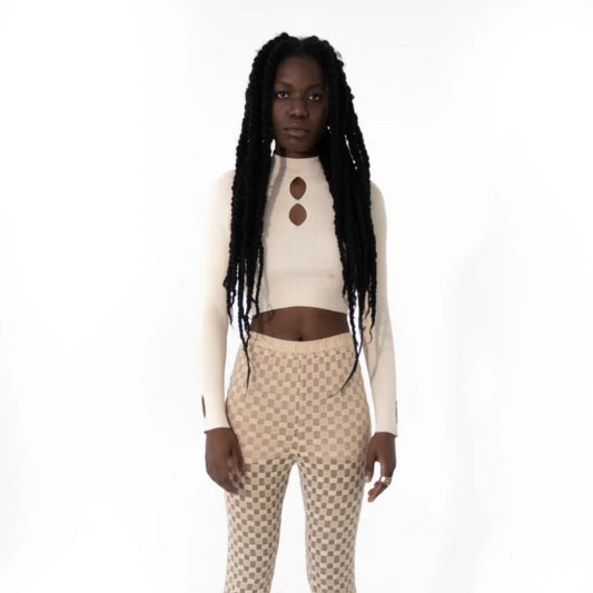 Tempo Knit Crop Top - Cream