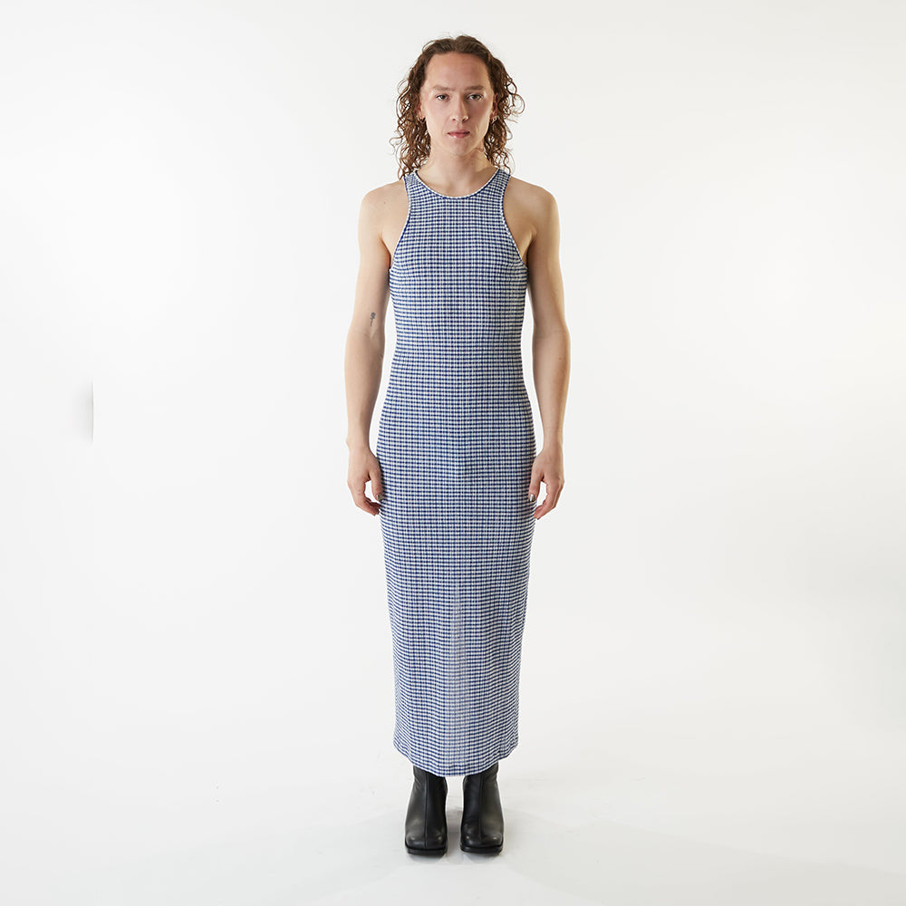 Racerback Maxi Dress - Cobalt Gingham Easy Tiger Goods Racerback Maxi Dress - Cobalt Gingham Easy Tiger Goods