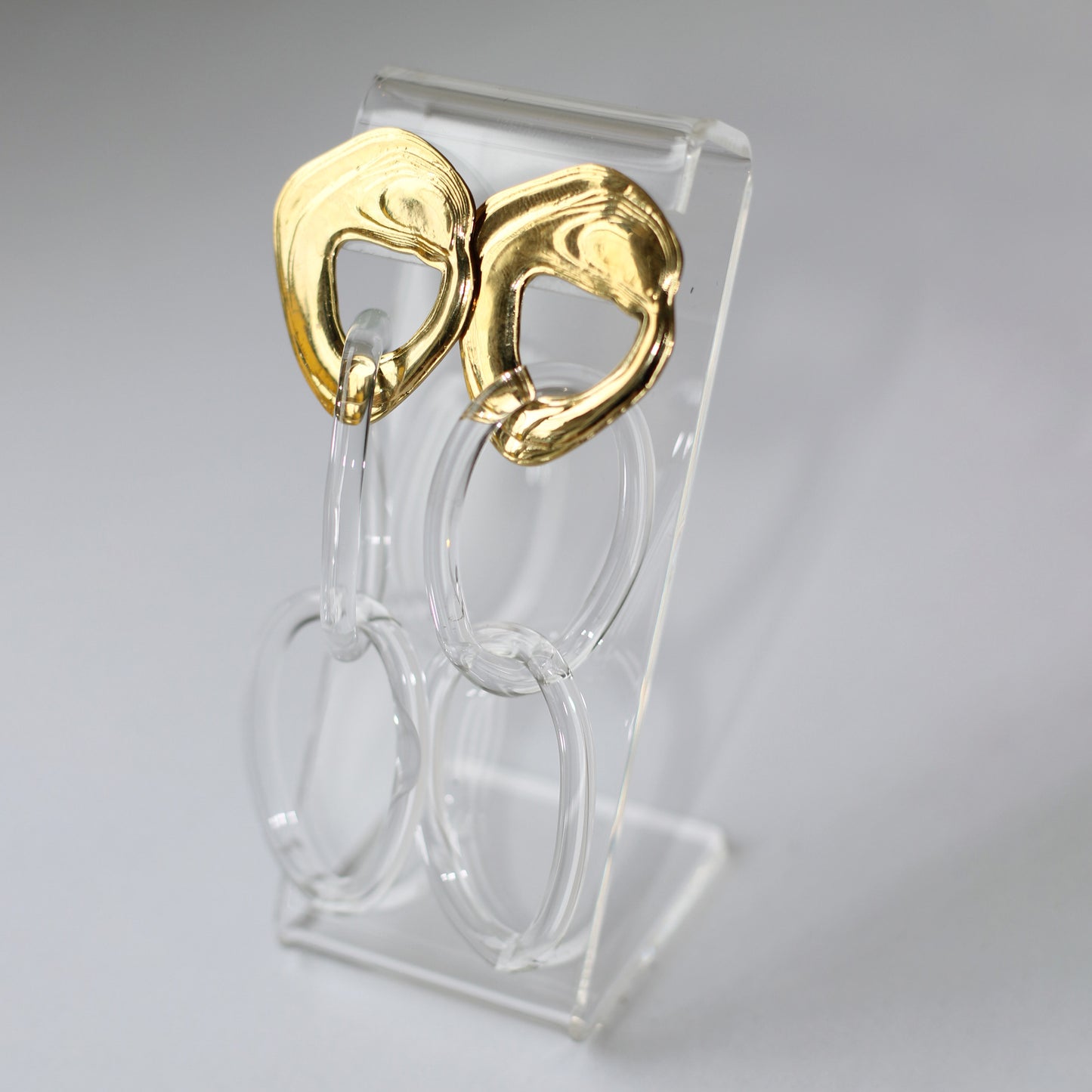 Glass Chain Hoops - Brass