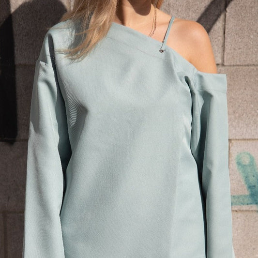 Laced Shoulder Top - Celadon