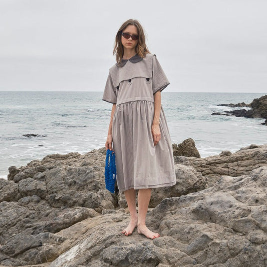 Pumice Dress - Striped Stone