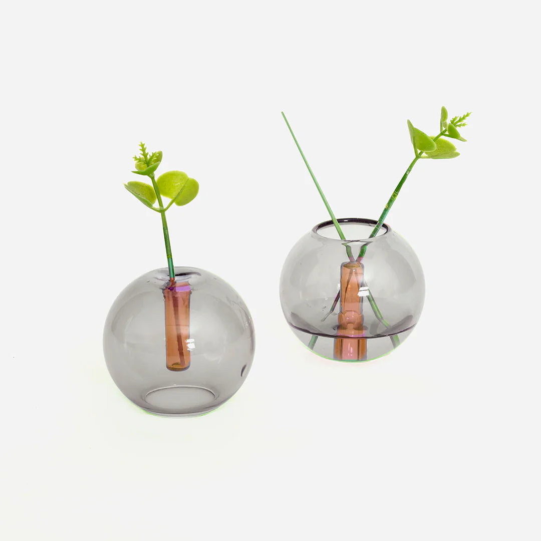 Mini Bubble Vase - Smoke / Amber