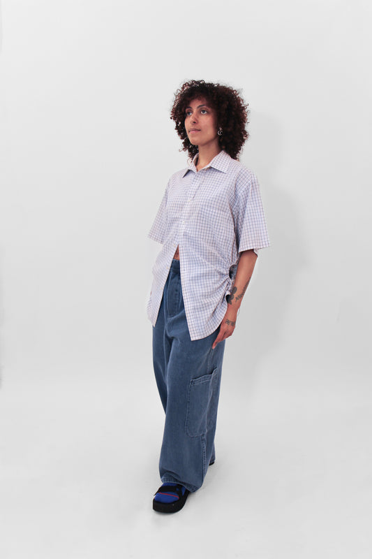 Short Sleeve Bungee Shirt — Blue Check