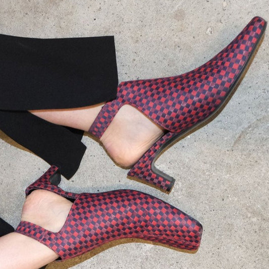 Rada Boot - Red & Navy Jacquard