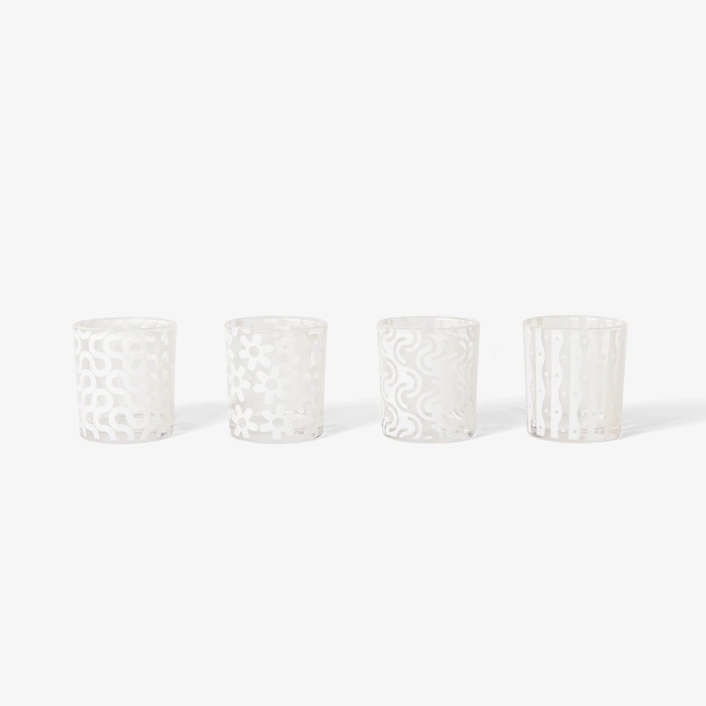 Pattern Glasses – Set of 4 White