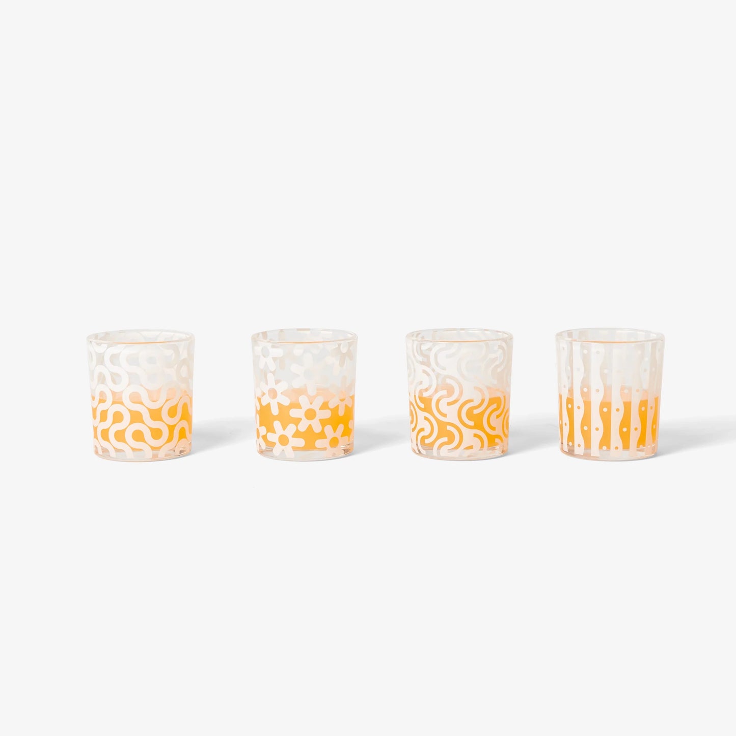 Pattern Glasses – Set of 4 White
