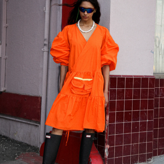Utility Wrap Dress - Tangerine