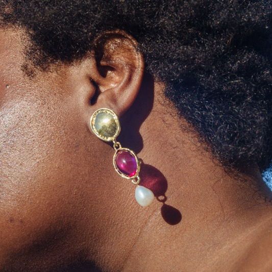 Sirena Earrings - Silver Fuchsia