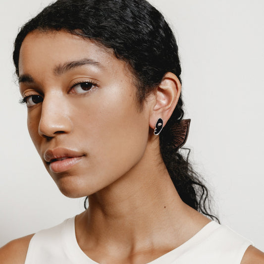 Fiona Studs - Navy & Silver