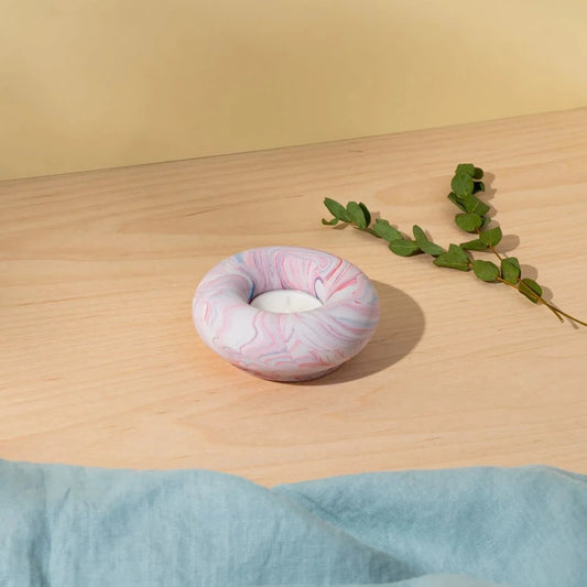 Tall O Candleholder - Marble Red & Blue