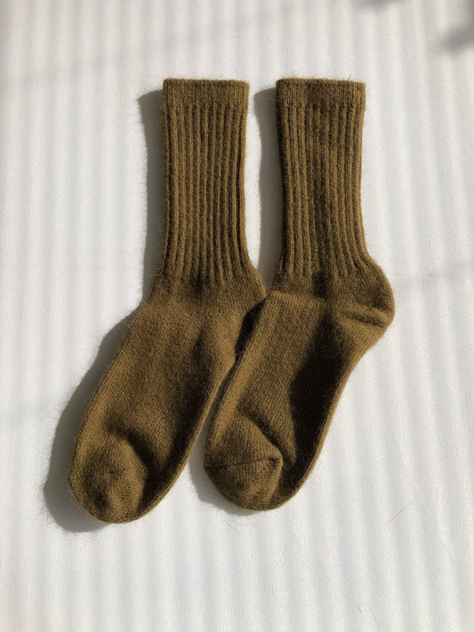 Royal Angora Wool Socks - Olive