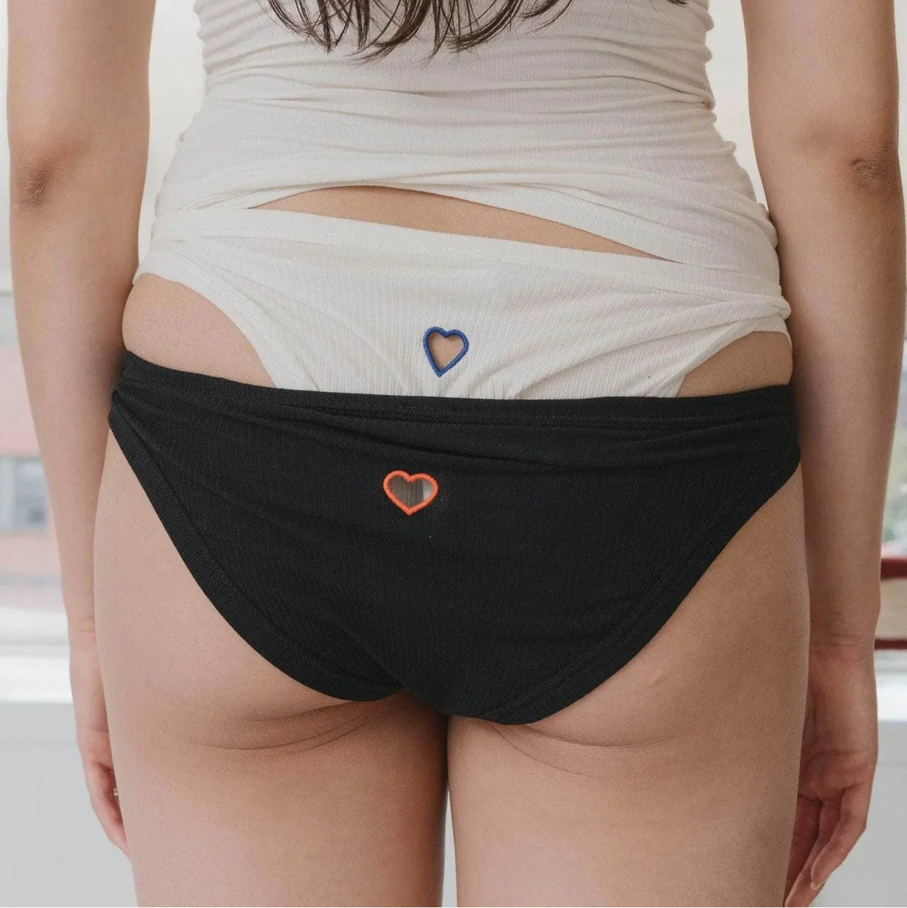 Heart Bell Underpants - Black Cotton