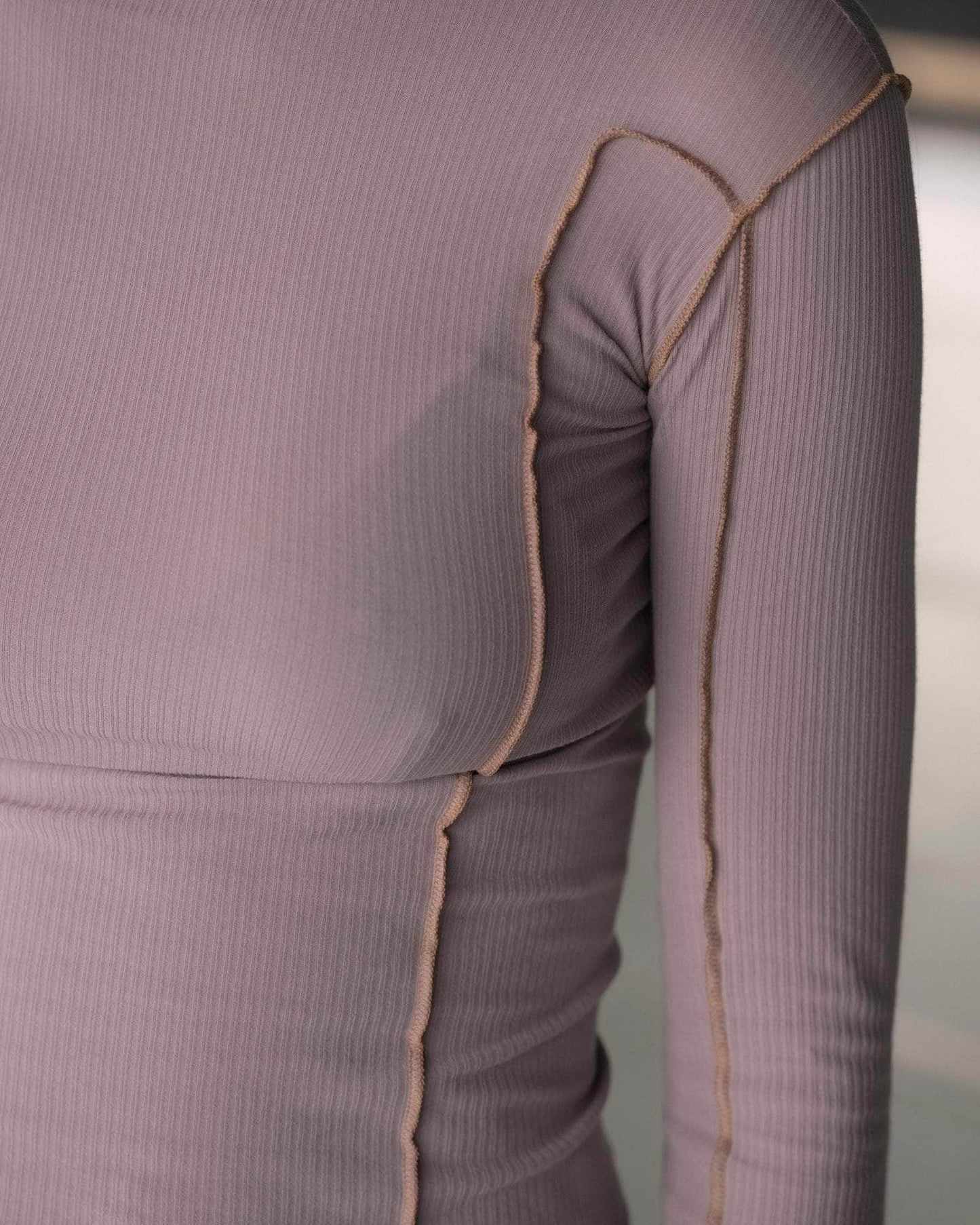 Omato Long Sleeve Tee - Fine Organic Cotton Rib - Verbe Purple/Aural