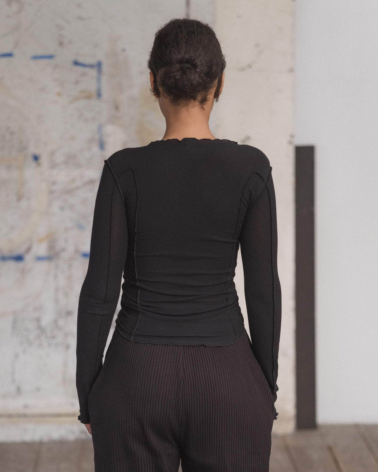 Omato Long Sleeve Tee - Fine Organic Cotton Rib - Black