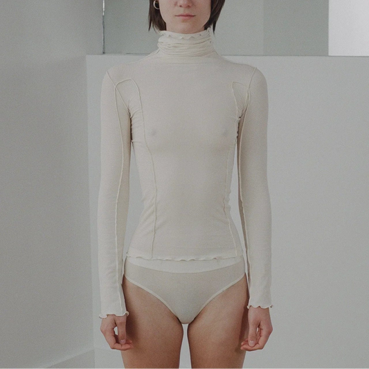 Omato Turtleneck - Fine Organic Cotton Rib - Off White
