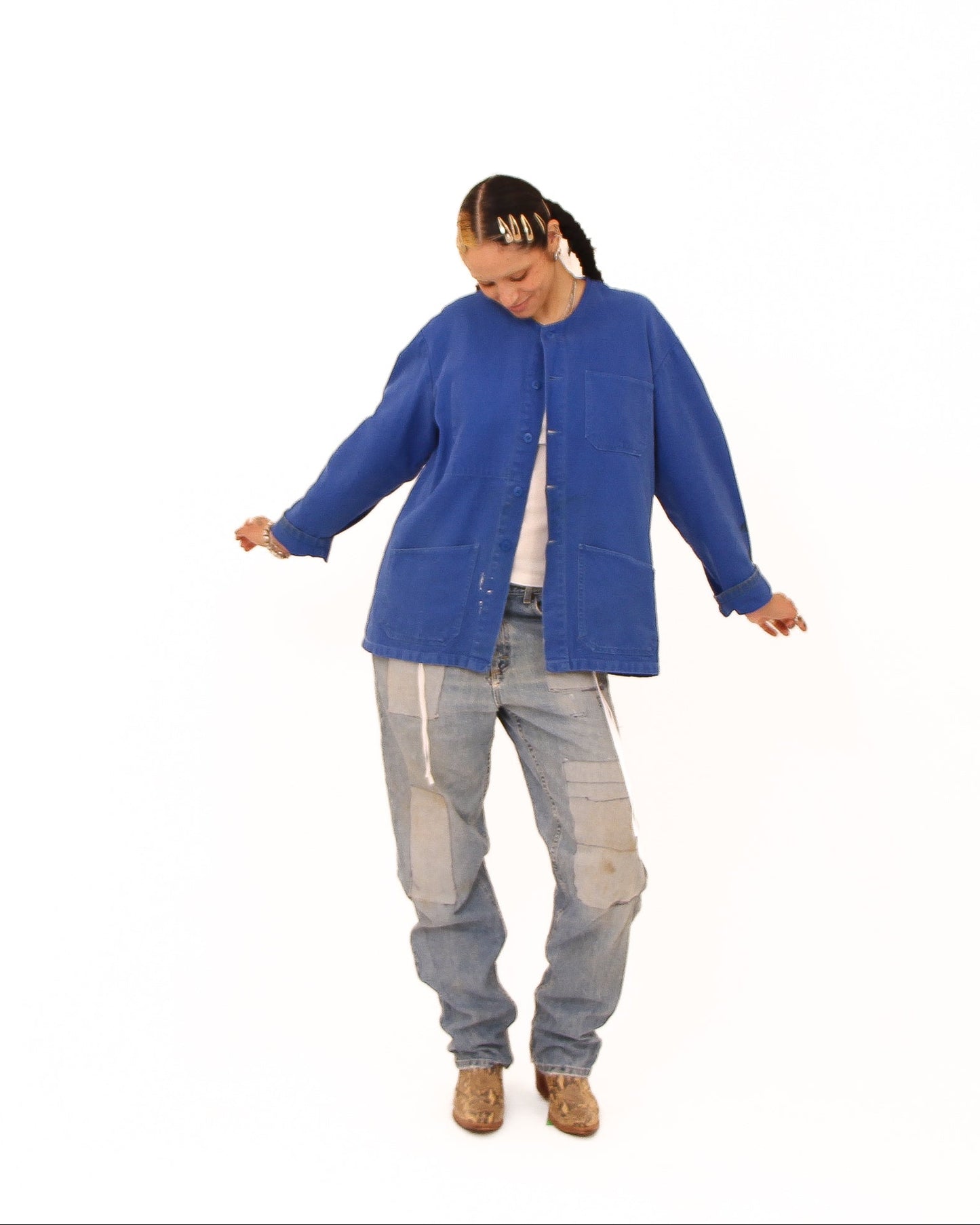 Collarless French Chore Jacket #1