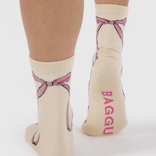 Crew Sock - Pink Bow