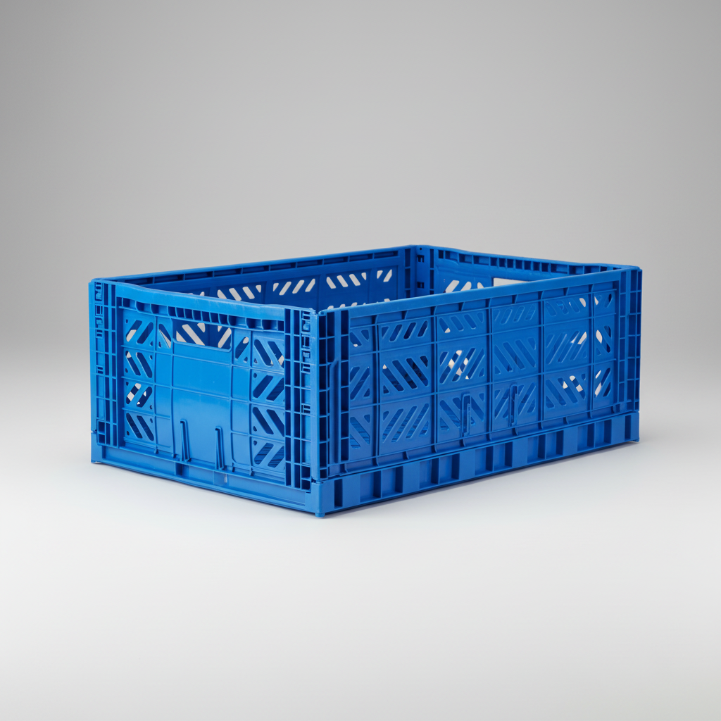 Foldable Crate Blue — Grey Packshot