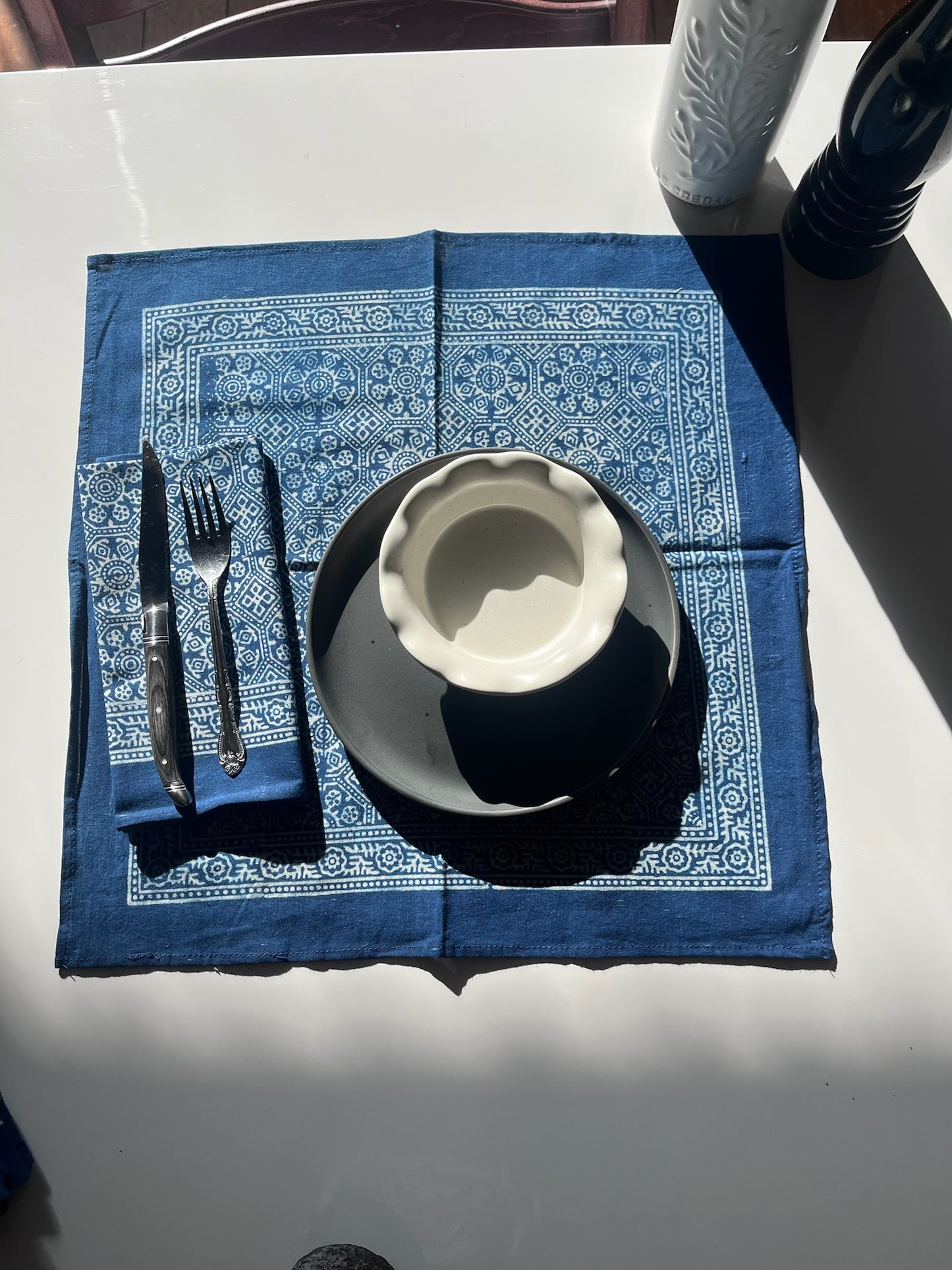 Pakistani Indigo-Dyed Napkin Set