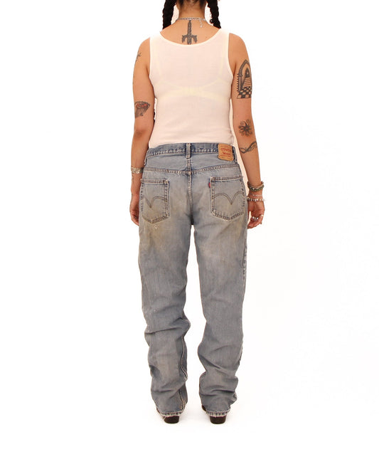 Levi's 505 Patched + Bleached Denim — size 33