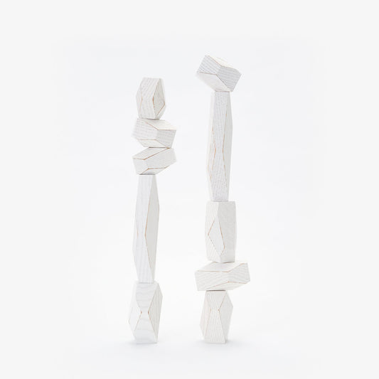 Colourful wooden blocks in various shapes and to stack balance and play with