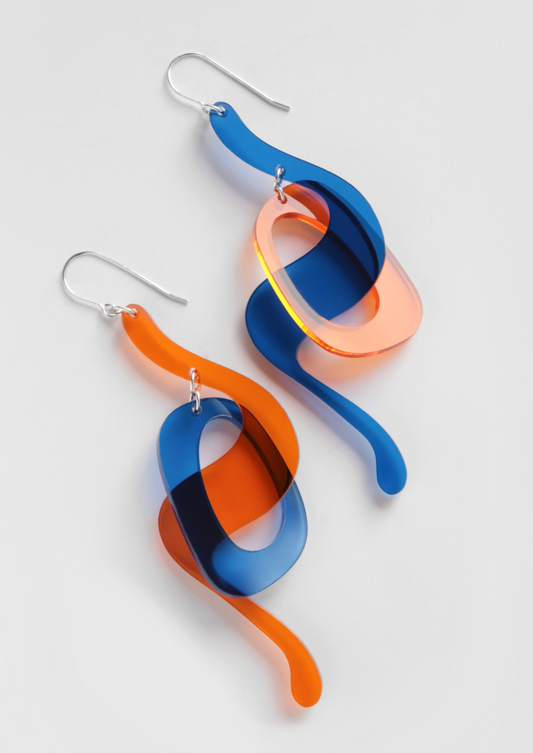 Weaver Earrings - Blue & Orange