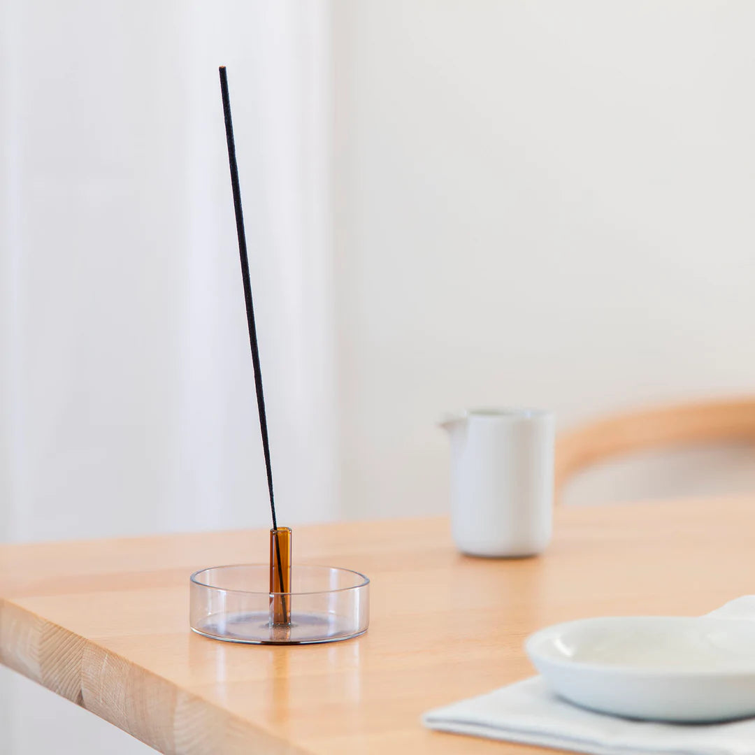 Duo Tone Glass Incense Holder – Grey / Orange