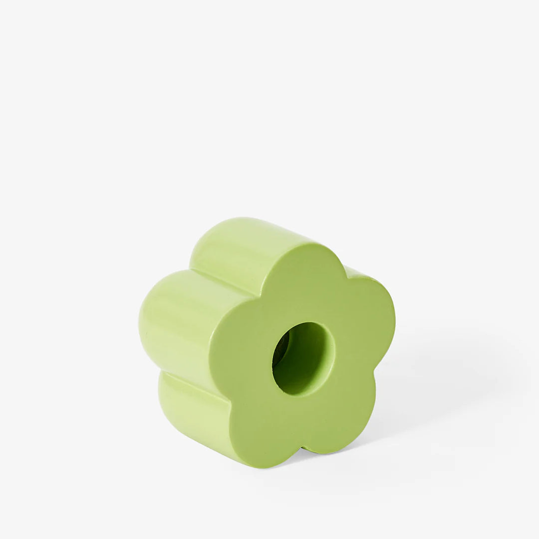 Green flower shaped 2 in 1 candle and incense holder