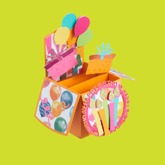 Pop Up Greeting Card - Orange Happy Birthday