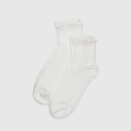 Lettuce Edge Socks - Set of 2 White