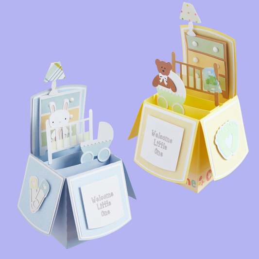Pop Up Greeting Card - Blue Welcome Little One
