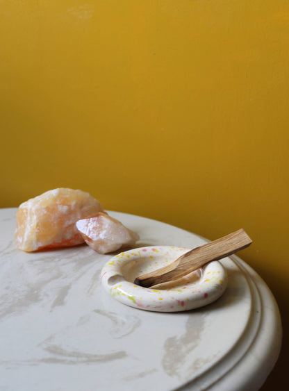 Handmade Ceramic Bubble J Tray - Speckled Clay Splash