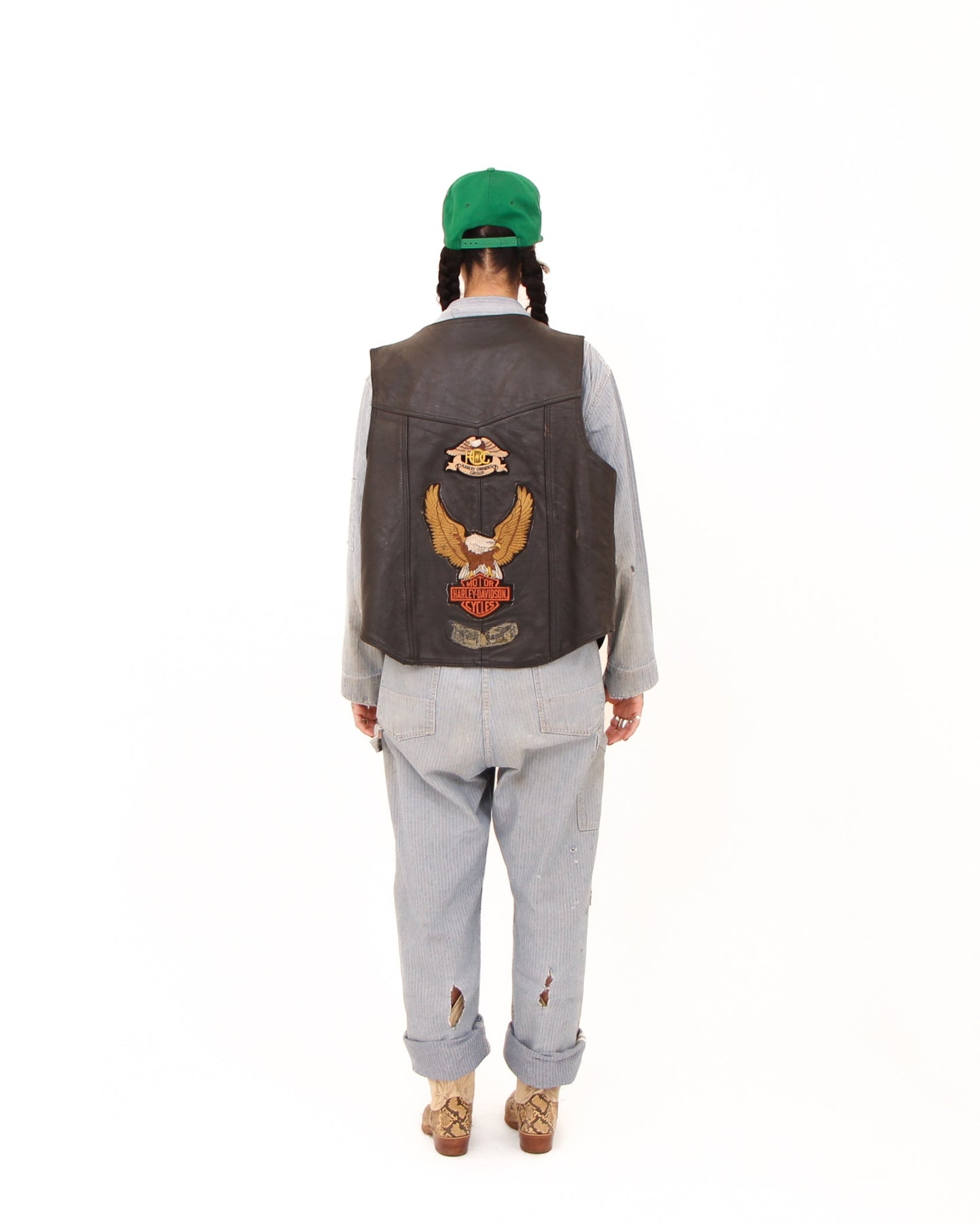 1990s Harley Patched Leather Vest