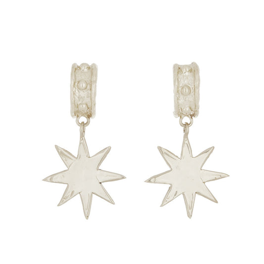 Big Star Earrings - White Bronze