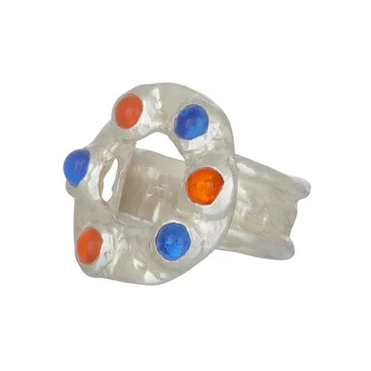Halo Ring - Sterling Silver Blue and Hyacinth