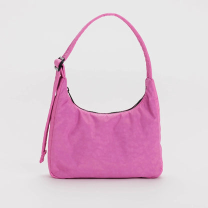 Extra Pink Mini Nylon Shoulder Bag With Black Zipper