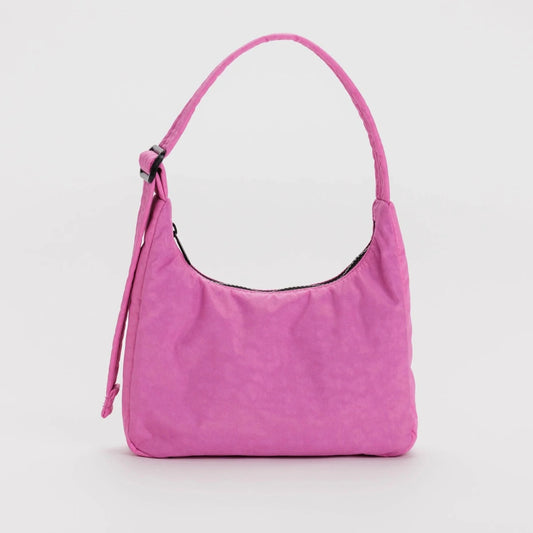 Extra Pink Mini Nylon Shoulder Bag With Black Zipper