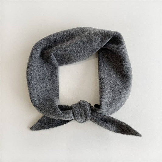 Fuzzy Wool Cravat Scarf - Neutral Dark Gray