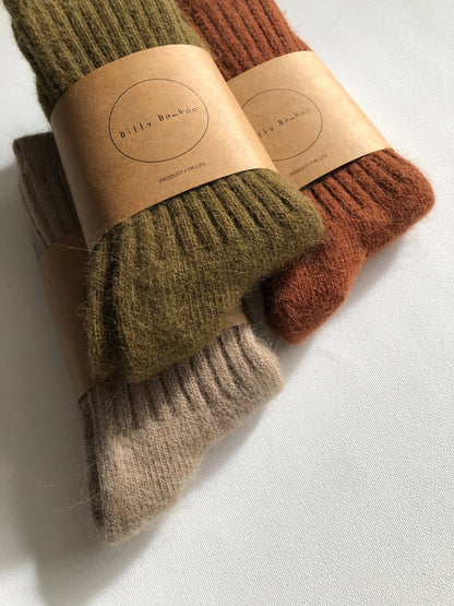 Royal Angora Wool Socks - Olive