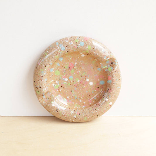 Handmade Ceramic Bubble J Tray - Speckled Clay Splash