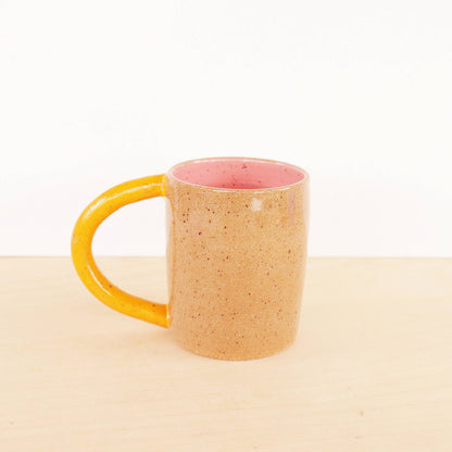 Handmade Ceramic Colorblock Mug - Pink/Orange
