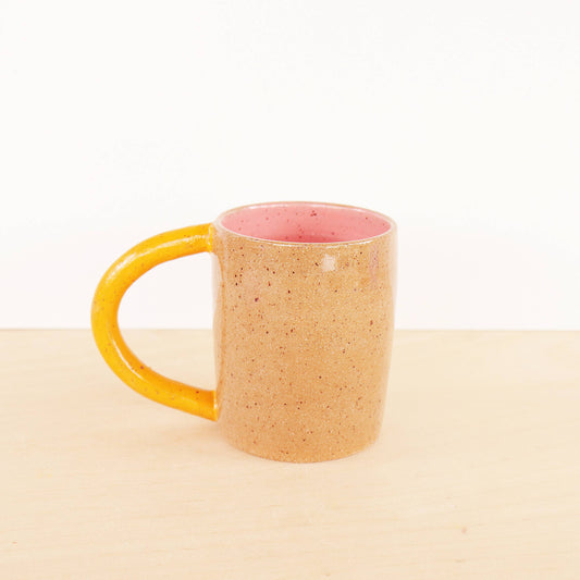 Handmade Ceramic Colorblock Mug - Pink/Orange