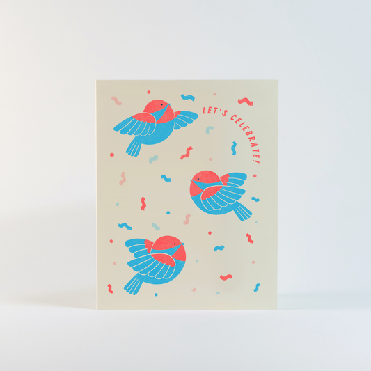 Chickadee Celebrations Risograph Greeting Card