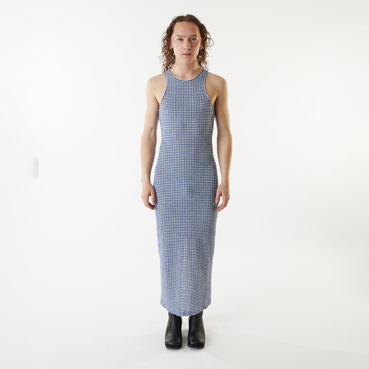 Racerback Maxi Dress - Cobalt Gingham