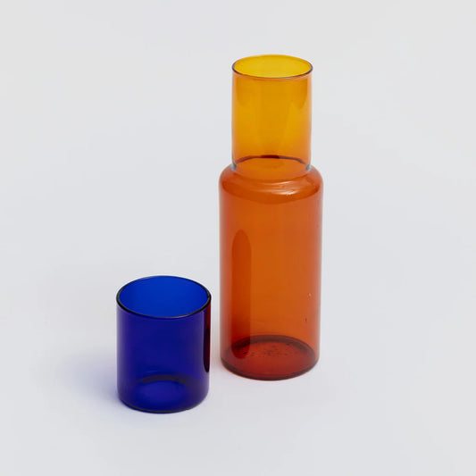 Duo Tone Glass Carafe- Amber / Cobalt